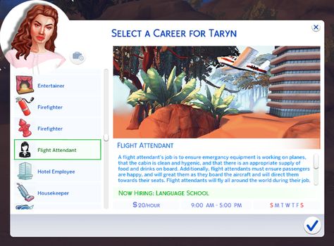 The Sims 4 Flight Attendant Career! [10 Career Levels] - NEEDS UPDATING! A flight attendant’s job is to ensure emergency equipment is working on planes, that the cabin is clean and hygenic, and that... Aspiration Sims 4 Cc, Sims 4 Flight Attendant Cc, Sims 4 Flight Attendant, Sims 4 Custom Careers, Sims 4 Carrer, Mortician Career, Sims 4 Cc Jobs, Sims Traits, Architect Career