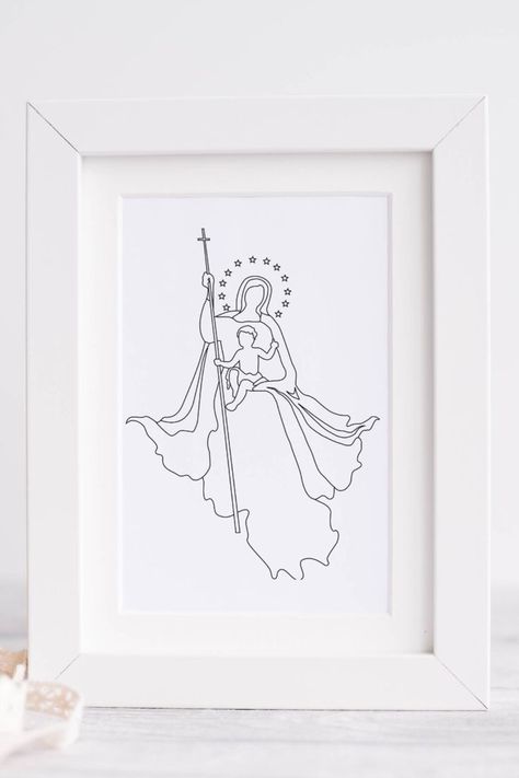 Catholic art for your home is a great way to elevate your faith life. Having a beautiful yet simple piece of mary in your home is a reminder of her constant presence with you and your loved one. Mary Queen Of Heaven, Mary Art, Virgin Mary Art, Art Traditional, Queen Of Heaven, Art Minimal, Art For Your Home, Catholic Art, Minimal Art