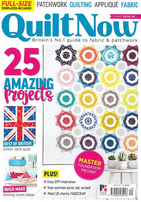 British Quilt Now Magazine - Issue #49 - from www.eQuilter.com Free Quilt Patterns, Baby Blanket Knitting Pattern, Foundation Piecing, Half Square Triangles, Sewing Rooms, Applique Fabric, Book Quilt, Quilt Patterns Free, Sewing Room