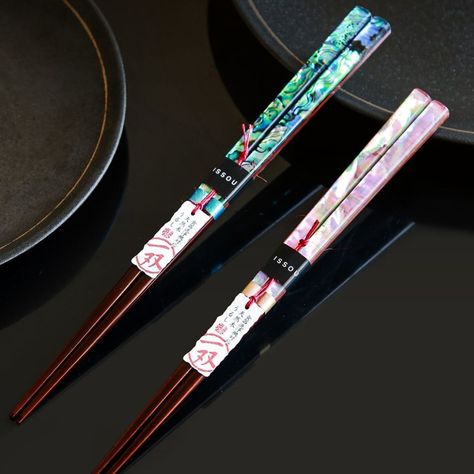 Reusable Chopsticks, Japanese Mother, Japanese Chopsticks, Bathroom Gifts, Mother Of Pearl Inlay, Pearl Inlay, Wooden Design, Covent Garden, Japanese House