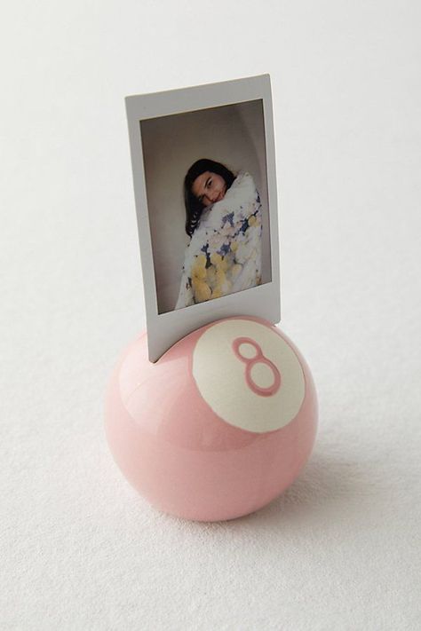 Pink 8 Ball, Instax Polaroid, Photo Stand, Pool Ball, Tanah Liat, Keramik Design, Photo Stands, Photo Holder, Apartment Decor Inspiration