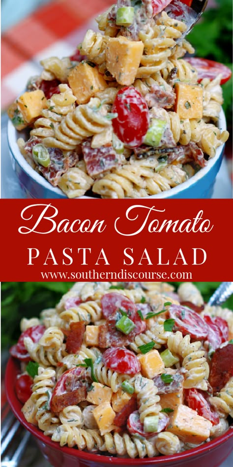 Salad Pasta Recipes, Bacon Tomato Pasta, Ultimate Blt, Thick Bacon, Southern Discourse, Ultimate Sandwich, Moms Recipes, Tomato Pasta Salad, Blt Pasta Salads