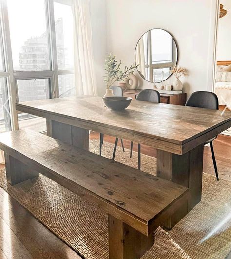 Wood bench - BENCH ONLY Luxe Picnic, Acacia Wood Dining Table, Elegant Furniture, Dining Room Inspiration, Wood Bench, Ottoman Bench, Wood Dining Table, Acacia Wood, Picnic Table