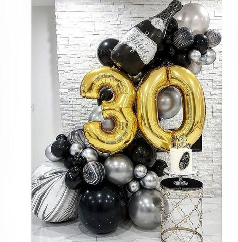 30th Cake, Marble Balloons, 30 Balloons, Mini Decor, Christmas Balloon Decorations, 30th Birthday Decorations, Birthday Goals, Number 30, Diy Balloon Decorations