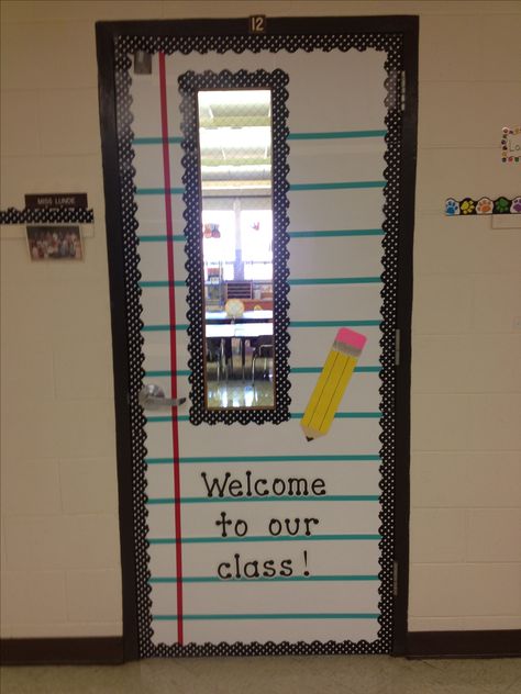 My classroom door. Hope it kinda looks like notebook paper. =) Classroom Door Ideas, School Door Decorations, School Doors, One Night Stand, Door Decorations Classroom, English Classroom, Classroom Bulletin Boards, School Bulletin Boards, Beginning Of The School Year