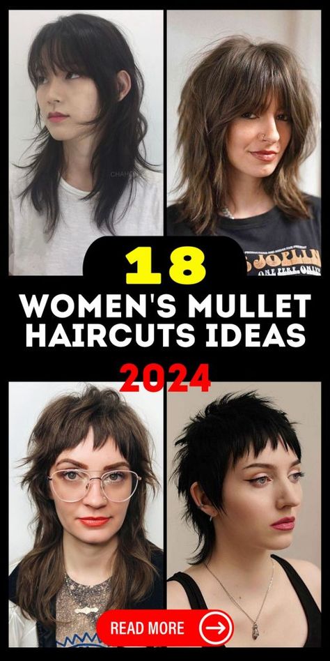 Discover the hottest 2024 women's mullet haircuts - short, long, curly, and more. Get inspired by Korean influences, shaggy styles, and the Wolf Mullet. Learn how to embrace this bold trend with our comprehensive tutorial. Find your unique look today! Mullet Hairstyle For Women, 2024 Korean Hair Trends For Women, Modern Mullet For Women, Wolf Cut Hairstyle Women, Hair Trend 2024 Women, Trendy Mullet For Women, Mullets On Women, Women’s Mullet, Long Mullet Haircut