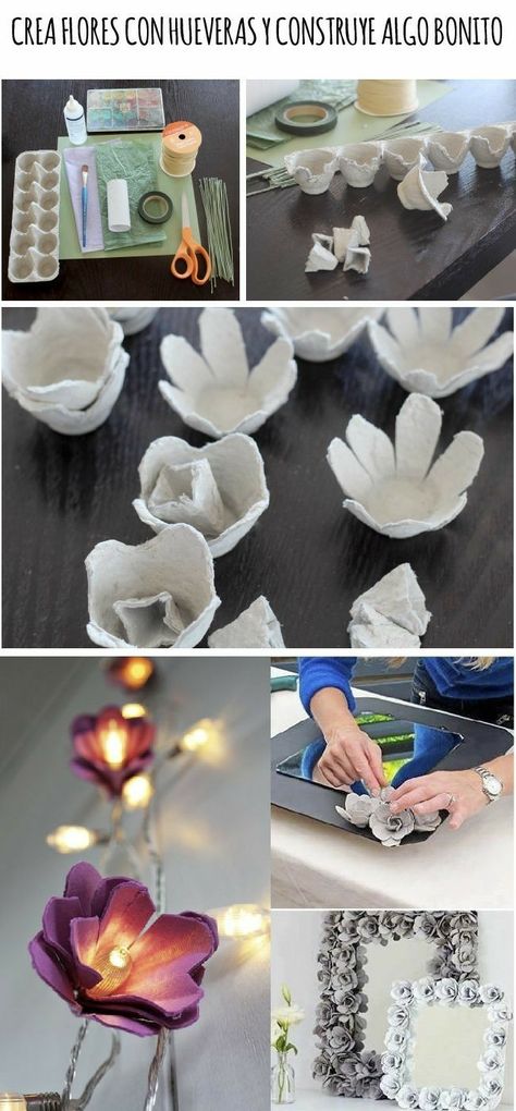 Egg Carton Art, Making Paper Flowers, Regalos Diy, Egg Carton Flowers, Diy Flores, Egg Carton Crafts, Egg Tray, Making Paper, Décor Diy