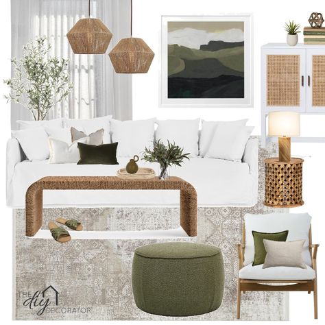 Bedroom Moodboard Interior Design, Neutral And Green Living Room, Lounge Mood Board, Mediterranean Mood Board, Apartment Mood Board, Interior Mood Board, Style Sourcebook, Earthy Interiors, Mediterranean Style Living Room