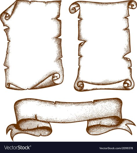 Hand-drawn Scrolls Royalty Free Vector Image - VectorStock Ancient Scroll Drawing, Vintage Scroll Design, Scroll Patterns Free, Scroll Drawing Design, How To Draw Scrolls, Scroll Drawing Easy, How To Draw A Scroll, Scroll Design Templates, Scroll Tattoo Stencil