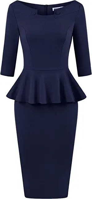 Dresses With Peplum Waist, Peplum Dress Formal, Peplum Office Dress, Peplum Work Dress, Elegant Fitted Peplum Dress, Chic Fitted Peplum Midi Dress, Luxury Chic Peplum Dress, Pink Peplum Dress, Plus Size Peplum Dress