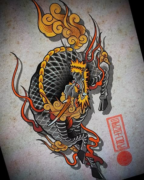 Japanese Demon Tattoo, Japanese Wave Tattoos, Traditional Japanese Tattoo Flash, Dragon Tattoo Sketch, Occult Tattoo, Japan Tattoo Design, Japanese Dragon Tattoos, Fu Dog, Traditional Japanese Tattoos