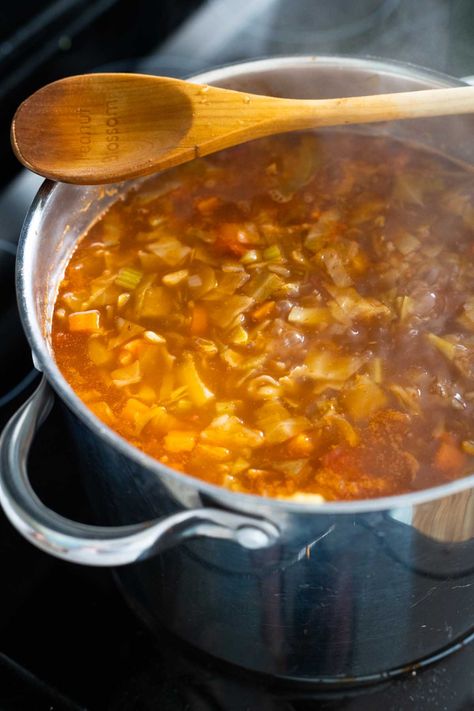 Sweet and Sour Cabbage Soup {Stovetop or Crockpot} Cabbage Soup Sweet And Sour, Sweet Sour Cabbage Soup, Hot And Sour Cabbage Soup, Sweet And Sour Cabbage Soup Jewish, Jewish Cabbage Soup, Sweet Sour Soup, Russian Cabbage Soup Recipe, Sweet And Sour Cabbage Soup, Sour Cabbage Soup