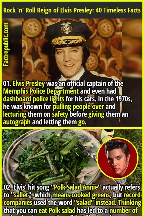 Elvis Presley Police, Facts About Elvis Presley, Elvis Presley Facts, Elvis At The International, Elvis Presley Biography, Odd Facts, Police Lights, Elvis Presley International Hotel, Trivia Facts