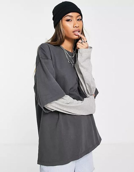 Search: long sleeve tops women - page 1 of 197 | ASOS Oversize Long Sleeve T Shirt, Oversized T Shirt With Long Sleeve Underneath, Grey Oversized Tshirt Outfits, Double Layer Outfit, Long Sleeve Under T Shirt Outfit, T Shirt With Long Sleeve Underneath, T Shirt Layering Outfit, Tshirt Over Long Sleeve Outfit, Layered Tshirt Outfits