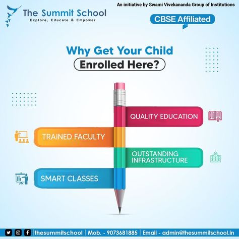 The Summit School Preschool Creative Ads, School Ads Creative, School Advertising Poster Ideas, Quality Education Poster, School Creative Ads, Motion Design Trends, Math Homework Help, Smart Class, School Banners