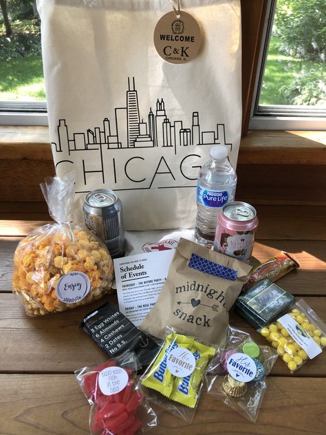 Chicago Welcome Bags, Conference Welcome Bags, Wedding Guest Gift Bags Hotels, Guest Room Baskets, Wedding Welcome Baskets, Wedding Guest Gift Bag, Good Morning Gift, Guest Gift Bags, Welcome Basket