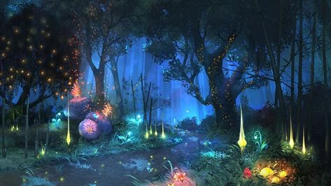 Fantasy Night Forest, Art Landscape Wallpaper, Fantasy Night, Kitten Images, Anime Places, Forest Backdrops, Fantasy Background, Forest Background, Scenery Background