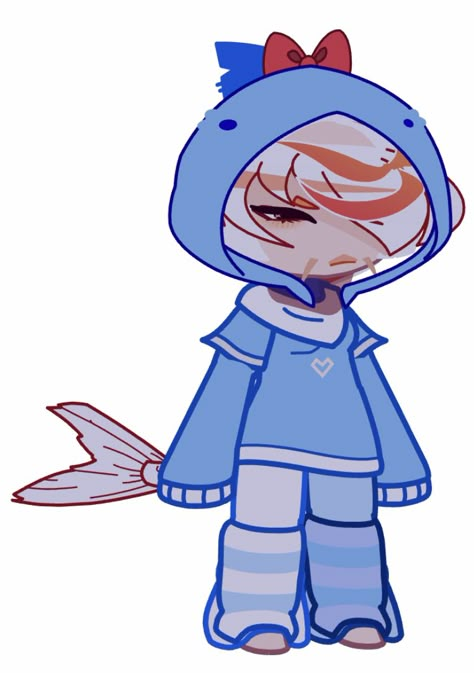 FINE I’M GUILTY! I DO LOVE SHARKS 🥲😢😭🫶 Gacha Club Shark Outfit, Gacha Shark Oc, Gacha Ocs To Edit, Shark Oc, Gacha Inspiration, Shark Onesie, Cat Shark, Shark Hat, Shark Girl