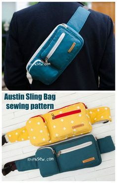 Sling Bag Sewing Pattern, Fanny Pack Sewing Pattern, Crossbody Bag Sewing Pattern, Crossbody Bag Sewing, Tas Denim, Fanny Pack Pattern, Crossbody Bag Pattern, Bag Sewing Pattern, Bag Pattern Free