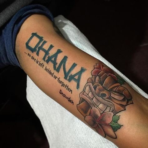 Menace Tattoo, Tahoe Tattoo, Ohana Tattoos, Ohana Tattoo Ideas, Batman Tattoos, Maui Tattoo, Ohana Tattoo, Ohana Family, Tiki Tattoo