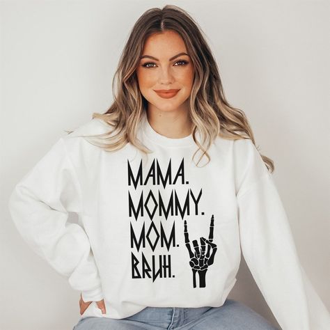 I was watching my niece and nephew this weekend an probable heard bruh a dozen times come out of my nephew. How many times did you hear “Bruh” this weekend? 😂 If your count is too high to remember, then this Mama. Mommy. Mom. Bruh Crew Sweatshirt is calling your name! From the endless “Mommy!” to that inevitable “Bruh,” we’ve got all the stages of motherhood covered in one cozy and hilarious piece. Perfect for those Monday blues when you need a good laugh and some serious comfort! Who el... Mama Crewneck, Embrace The Chaos, Mom Day, Crew Sweatshirts, Busy Mom, Unisex Fashion, Suits You, Mom Life, Mother Gifts