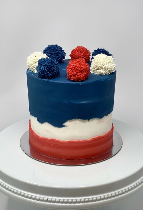 Red white and blue cake Red White And Blue Cakes, 4th Of July Cakes Ideas, Red White And Blue Cake Ideas, Blue And Red Cake, Red White Blue Cake Ideas, America Cake Ideas, Red And Blue Cake, Fourth Of July Birthday Cake, Red White And Blue Cake