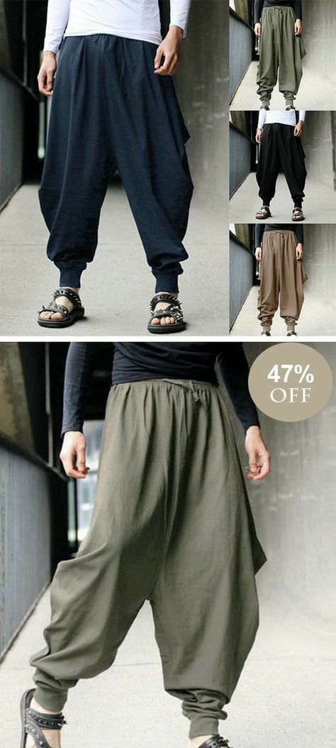 Pants Men Outfit, Harem Pants Diy, Pants Diy, Harry Clarke, Harem Pants Men, Fitness Wear, Baggy Pants, Pants Casual, Sneakers Men Fashion