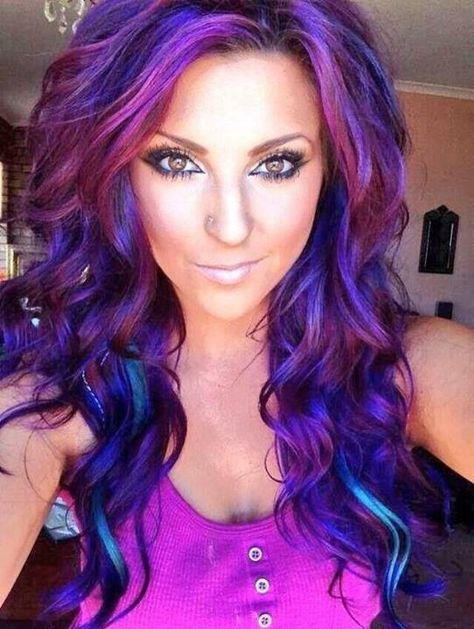 . Purple And Blue Hair, Permanent Hair Dye Colors, Dark Purple Hair, Violet Hair, Hair Color Cream, Lob Hairstyle, Permanent Hair Dye, Hair Color Purple, Burgundy Hair