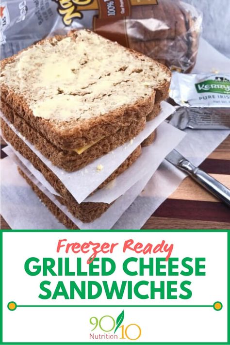 Freezer Ready Grilled Cheese Freezer Grilled Cheese Sandwich, How To Freeze Grilled Cheese, Freezer Grilled Cheese, Make Ahead Grilled Cheese, Freezer Sandwiches Make Ahead, Freezer Desserts, Freezer Lunches, Freezer Sandwiches, Freeze Ahead Meals