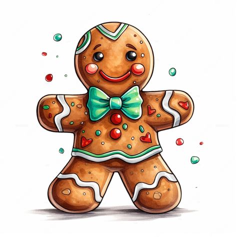 Christmas Ginger Bread Man Drawing, Gingerbread Man Tattoo Ideas, Ginger Bread Drawings, Gingerbread Men Drawing, Ginger Man Drawing, Gingerman Drawing, Cute Gingerbread Man Drawing, Ginger Bread Illustration, Gingerbread Tattoo