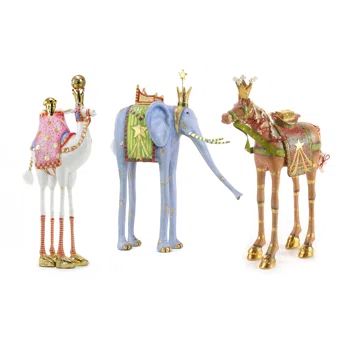 Mackenzie Childs 3 Piece Patience Brewster Nativity Magi Animal Figurines | Wayfair