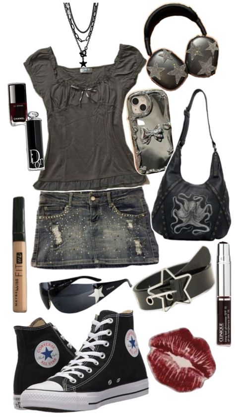 Grudge Aesthetics Outfits, Wornstar Clothing, Kawaii Fashion Outfits, 2000s Fashion Outfits, Swaggy Outfits, Cute Everyday Outfits, Really Cute Outfits, Cute Simple Outfits, Dream Clothes