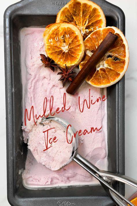 Mulled Wine Ice Cream or Spiced Wine Ice Cream Recipe #mulledWine #Glühwein #Icecream #winter #recipe #Christmas Wine Ice Cream Recipe, Hot Spiced Wine, Wine Ice Cream, Mulled Wine Recipe, Spiced Wine, Honey Lime, Ice Machine, Ice Cream Recipe, Creamed Eggs