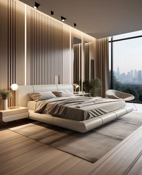 Modern Bedroom Design Black And White, Modern Minimal Bedroom Design, Bedroom Interior Design Luxury Master Suite, Minimalist Bedrooms, Luxe Bedroom, Hiasan Bilik Tidur, Contrast Lighting, White Palette, Modern Luxury Bedroom