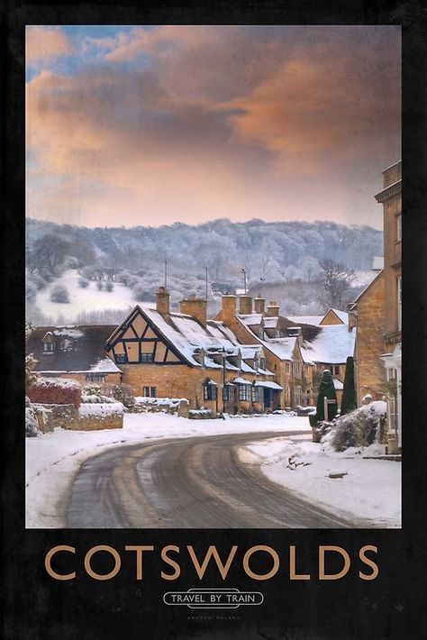 Cotswolds Railway Poster Posters Uk, Cotswolds England, Train Posters, Transportation Poster, Railway Posters, Vintage Poster Design, Retro Travel Poster, Holiday Pictures, Travel Images