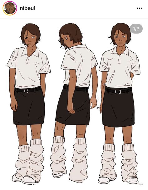 How To Style Leg Warmers, Brown Leg Warmers, Ieiri Shoko, Leg Warmers Outfit, Shorts Drawing, Drawing Legs, Oc Drawings, White Collared Shirt, Clothing Design Sketches