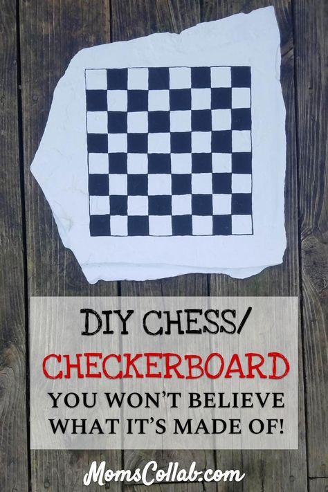 DIY checkerboard table game for kids - How to make an outdoor chess board with paint. #checkers #checkerboard #diycheckerboard #outdoorcheckers #outdoorgames #kidscrafts #funcrafts #diygiftideas #diygifts Outdoor Chess Board, Diy Checkerboard, Outdoor Checkers, Outdoor Chess, Checkerboard Table, Vbs Craft, Printable Board Games, Checkers Game, Activities Ideas