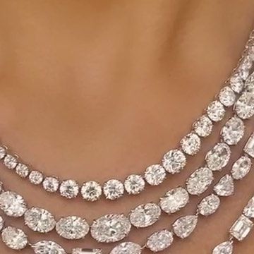 CHAMPAGNE GEM®️ by Bebe Bakhshi on Instagram: "Dripping in diamonds is real when @kamyenjewellery is involved….perfecting the art of layering with 100+ carat of diamond necklaces! From ovals to emeralds, marquise, pears, hearts and rounds, each necklace is a fresh take on classic tennis/rivière design and all together they are a force to be reckoned with literally. I personally can’t stop swooning over each and all of them but my favourite is the last style, because more is more. Checkout @ka Champagne Diamond Necklace, Riviere Necklace, Dripping In Diamonds, More Is More, Diamond Necklace Designs, Necklace Design, A Force, Diamond Necklaces, Champagne Diamond