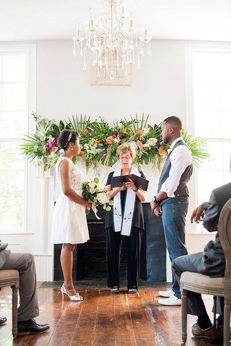 intimate wedding ceremony Living Room Wedding Ceremony, Save Money Wedding, Money Wedding, Living Room Wedding, Small Weddings Ceremony, Indoor Wedding Ceremonies, Brides Dress, Wedding Options, Wedding Brides