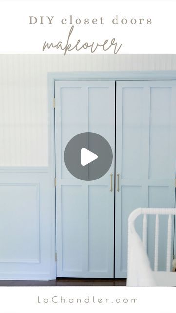 Lo Chandler on Instagram: "here’s how we transformed the doors in the baby’s nursery! 

Wallpaper : @lovevsdesign Print : Ascot Stripes 
Colors : Alpine & White 

Paint : “Breath of Fresh Air” @benjaminmoore 

DIY project 
Home makeover 
Home improvement 
Baby nursery 
Nursery insp 
Boy nursery" Diy Closet Doors, Grace Potter, Carpentry Projects, Nursery Paintings, Alpine White, Home Makeover, Diy House Projects, Nursery Wallpaper, House Remodel