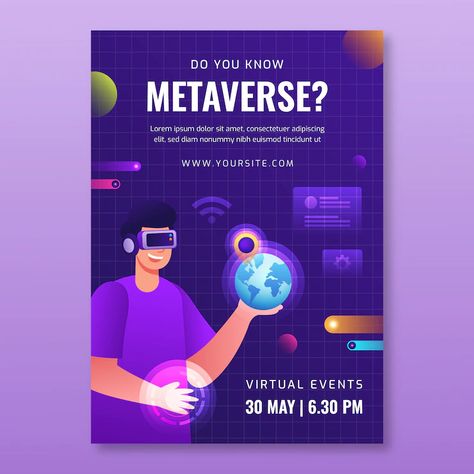 Metaverse Poster, Isometric Animation, Vr Design, Conference Poster, 3d Isometric, Vector Gradient, 2023 Design, Youtube Channel Art, Sale Banner