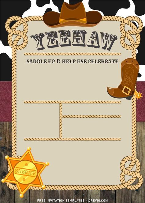 Cowboy Birthday Party Invitations, Cowboy Party Invitations, Cowboy Invitations Birthday, Western Invitations, Cowboy Invitations, Wild West Birthday, Baby First Birthday Themes, Cowboy Baby Shower, Cowboy Birthday Party