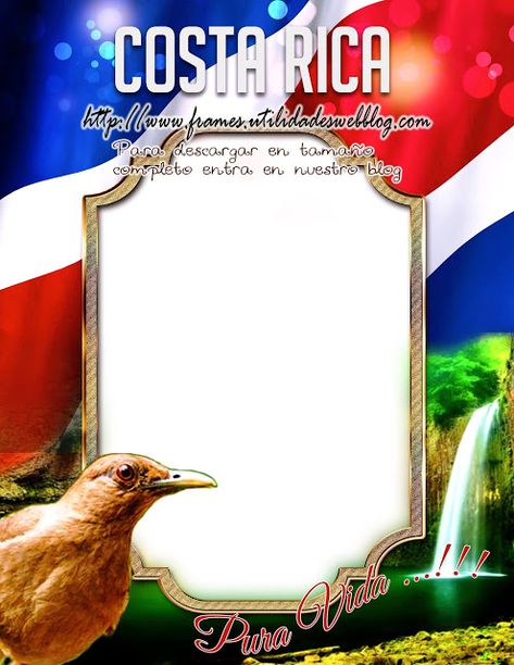 Patriotico marco para fotos con bandera y ave Costa Rica Costa Rica Wildlife, International Travel, Photo Frames, Costa Rica, Photo Frame, Baby Shower, Birthday, Travel