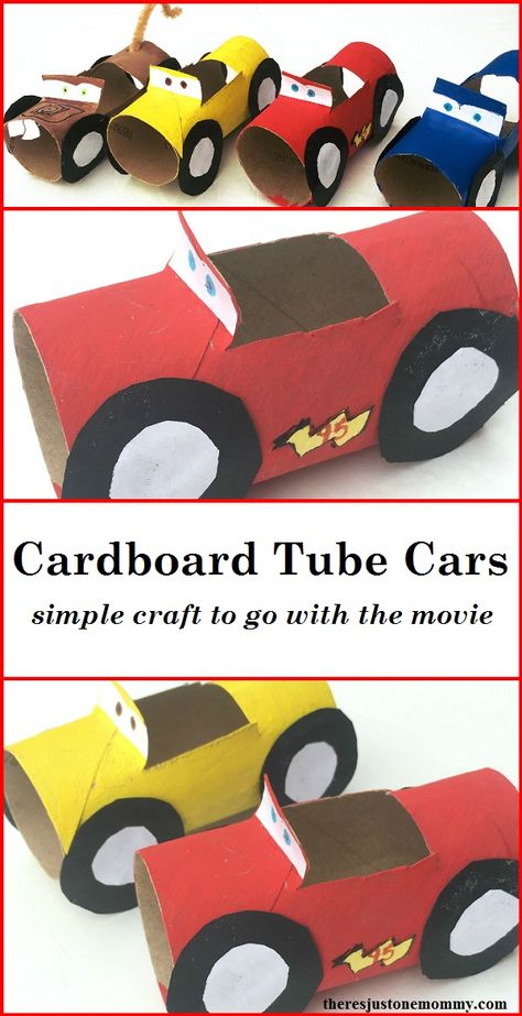 Cars Craft, Cardboard Tube Crafts, Disney Cars Movie, Movie Crafts, Transportation Crafts, Transportation Theme, Car Craft, Simple Craft, Paper Roll Crafts