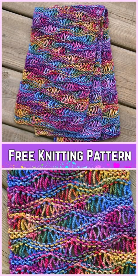 Knit Drop Stitch Free Knitting Pattern Wave Knitting Pattern Free, Drop Stitch Scarf Knitting Pattern, Drop Stitch Scarf, Drop Stitch Knitting Pattern, Knitted Scarf Pattern Free Easy, Drop Stitch Knitting, Shetland Knitting, Knit Stitch Patterns Free, Easy Scarf Knitting Patterns