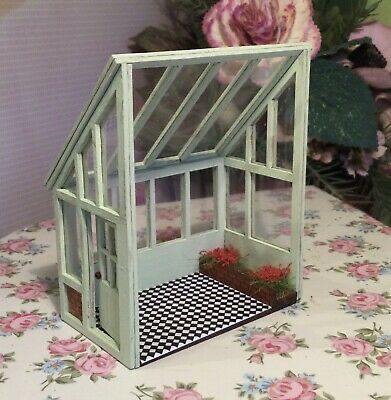 Miniature Glass House, Doll House Greenhouse, Lean To Green House, House Greenhouse, Handmade For Sale, Furniture Design Sketches, House Shelves, Dollhouse Garden, Tiny House Loft