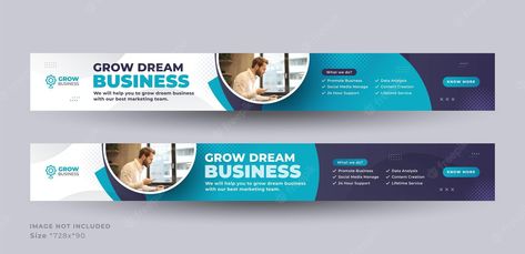 Premium Vector | Grow business large promotion web banner Long Banner Design, Web Banner Design Ideas, Horizontal Banner Design, Email Ideas, Keyword Elements Canva, Horizontal Design, Business Banner, Business Data, Dream Business