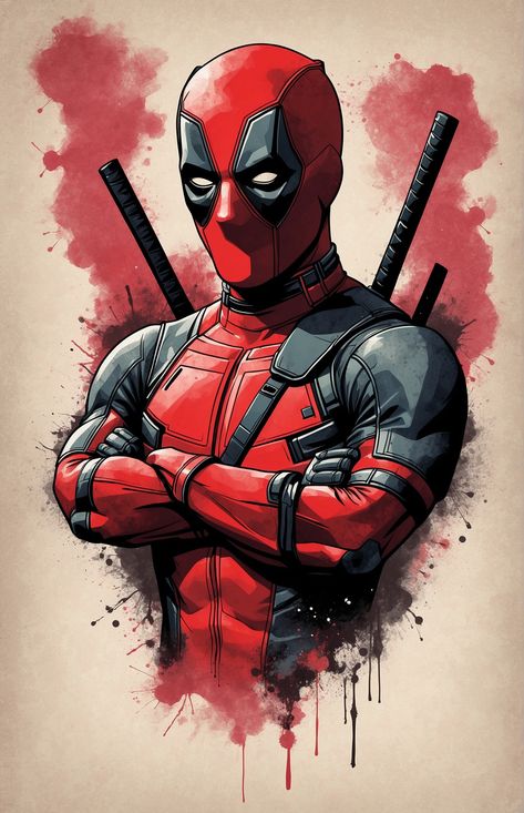 Deadpool Art Sketches, Deadpool Wolverine Art, Deadpool Pop Art, Deadpool Drawing Easy, Deadpool Art Drawing, Deadpool Painting, Deadpool Illustration, Deadpool Design, Deadpool Cartoon