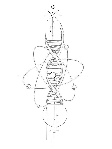 Biology Line Art, Quantum Physics Tattoo Ideas, Dna Tattoo Design, Anatomy Tattoo Ideas, Biology Tattoo, Physics Tattoos, Atom Tattoo, Dark Skin Tattoo, Anatomy Tattoo