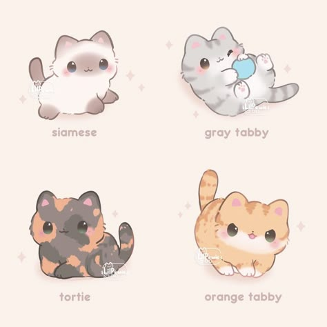 credit: @lilpawie on ig | #tags - cute cat art kitty art cutiefied cat art lilpawie cute animal pets drawings kitty breed art siamese gray tabby orange tabby tortie Cat Paw Drawing, Chubby Animals, Paw Drawing, Kitten Drawing, Chibi Cat, Draw Cute, Cat Doodle, Cute Cat Breeds, Kitty Drawing